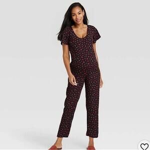 The Nines By HATCH Maternity Short Sleeve Floral Jumper Jumpsuit Size Large